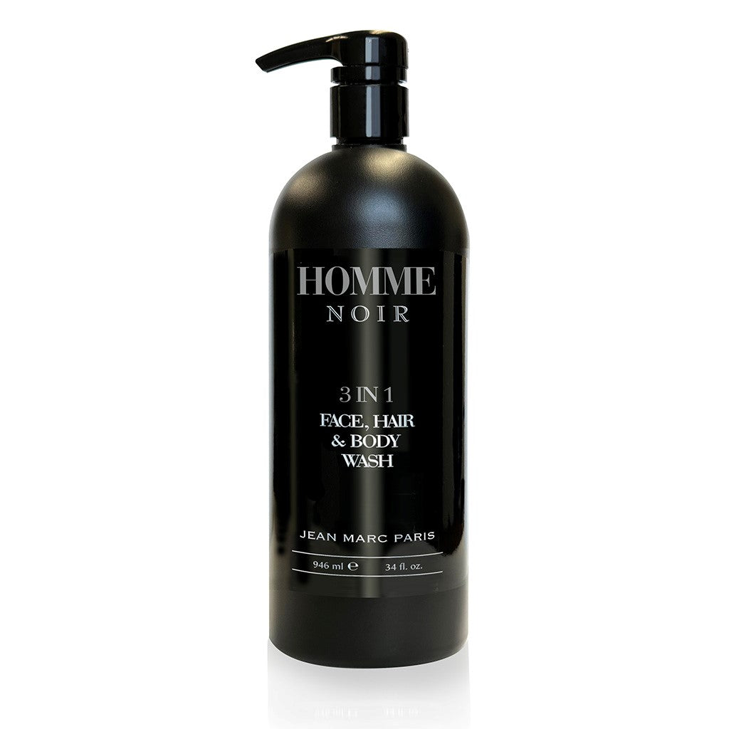 Homme Noir 3 in 1 Men's Wash Face Hair Body 34oz/934ml – Jean Marc
